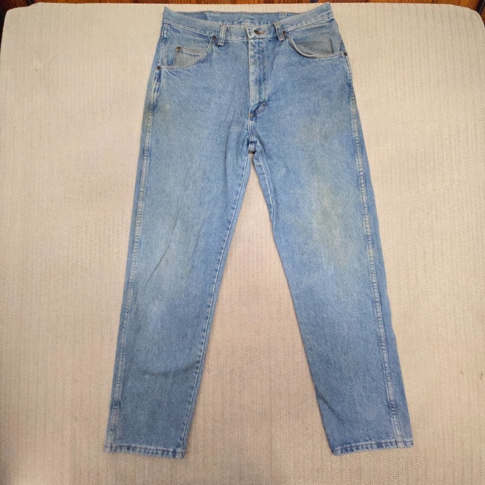 Vintage Wrangler Jeans Mens 32x30 Light Wash Blue Regular Fit Straight Denim